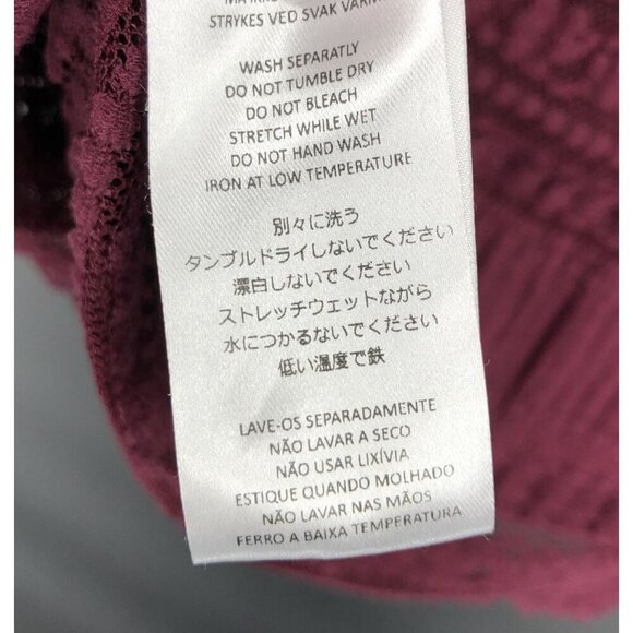 By Timo Womens Lace Long Sheer Sleeve Top M Burgundy Boho Chic Bohemian Western - Picture 6 of 8